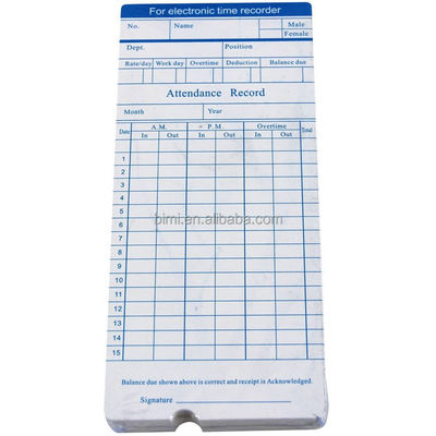 100pcs/pack Time Cards/ punch paper cards για το Bimi time recorder C100 Τμήμα OEM